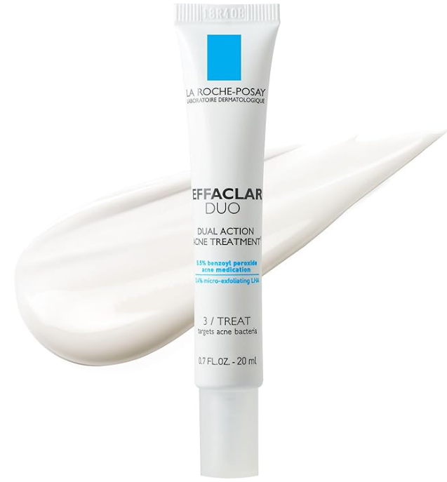 La Roche-Posay Effaclar Duo Dual Action Acne Spot Treatment Cream with Benzoyl Peroxide Acne Treatment, Blemish Cream for Acne and Blackheads, Lightweight Sheerness, Safe For Sensitive Skin,0.7 Fl Oz