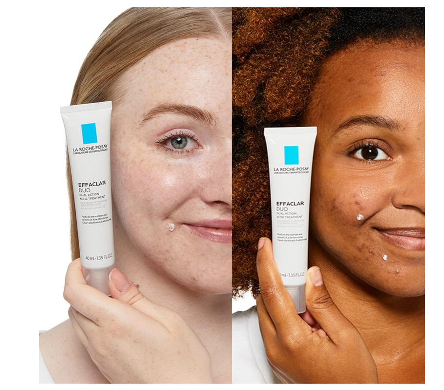 La Roche-Posay Effaclar Duo Dual Action Acne Spot Treatment Cream with Benzoyl Peroxide Acne Treatment, Blemish Cream for Acne and Blackheads, Lightweight Sheerness, Safe For Sensitive Skin,0.7 Fl Oz