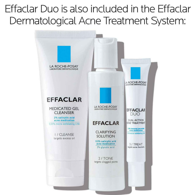 La Roche-Posay Effaclar Duo Dual Action Acne Spot Treatment Cream with Benzoyl Peroxide Acne Treatment, Blemish Cream for Acne and Blackheads, Lightweight Sheerness, Safe For Sensitive Skin,0.7 Fl Oz