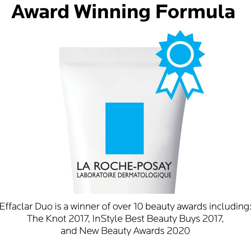 La Roche-Posay Effaclar Duo Dual Action Acne Spot Treatment Cream with Benzoyl Peroxide Acne Treatment, Blemish Cream for Acne and Blackheads, Lightweight Sheerness, Safe For Sensitive Skin,0.7 Fl Oz