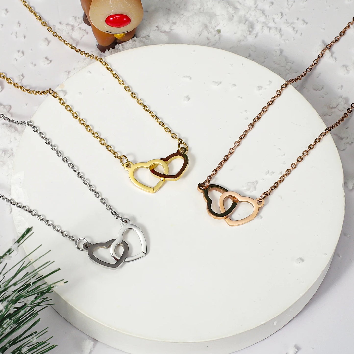 Eternal Rose Box With Heart Necklace Rotating Rose Flower Rose Creative Valentine's Rose Jewelry Box Mother's Day Gift For Women